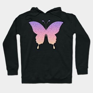 Pastel Sunrise Ombre Faux Glitter Butterfly Hoodie